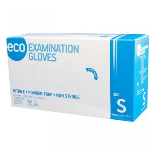 Перчатки нитриловые ECO Examination gloves, размер S, 1000 пар, голубые