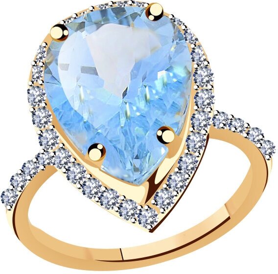 Кольцо Diamant online, золото, 585 проба, циркон, топаз