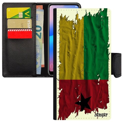 фото Защитный чехол-книжка для смарфона // galaxy a50 // "флаг гвинеи бисау на ткани" государственный стиль, utaupia, белый