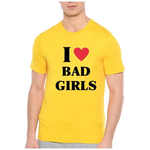 фото Футболка i love bad girls. цвет: желтый. размер: xxl drabs