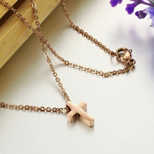 1pcs stainless steel love heart cross blessing necklace simple religion christian jesus cross faith lucky necklace gift jewelry Колье WowMan Jewelry, длина 50 см, золотой
