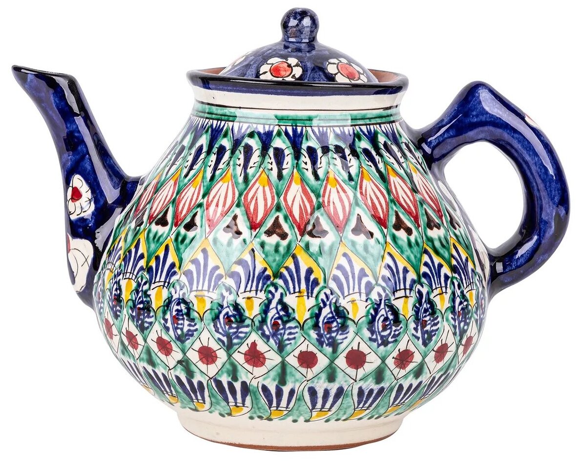 Чайник узбекский керамический 2 л (Риштан синий) - фотография № 2