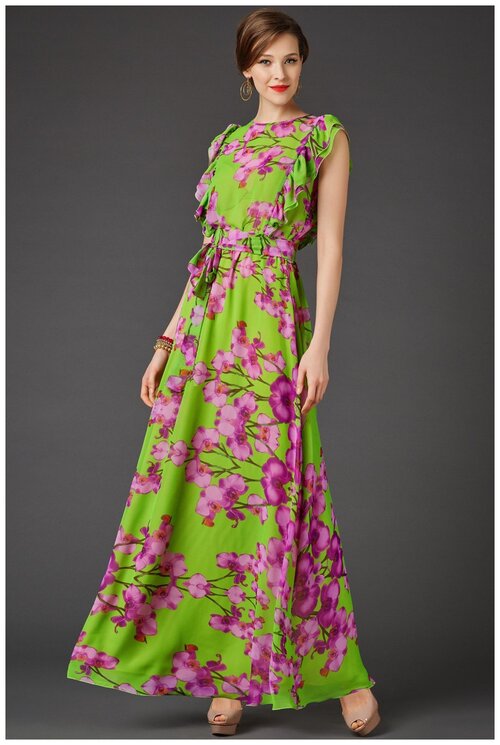 Платье Арт-Деко, размер 44, розовый, зеленый