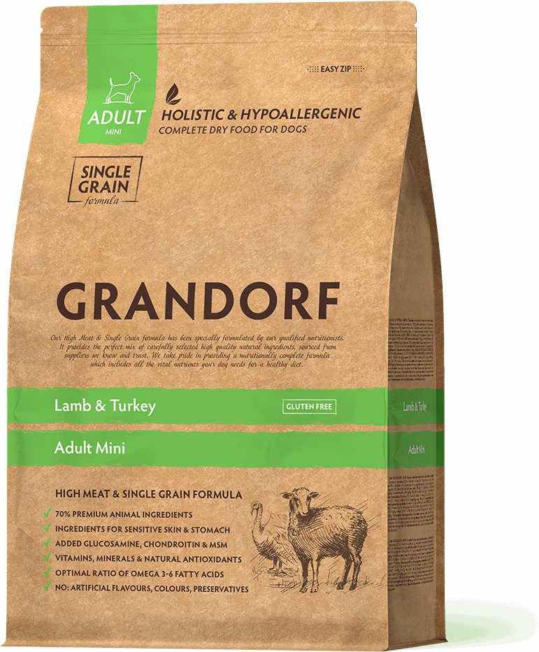 Сухой корм для собак Grandorf гипоаллергенный, Low Grain, ягненок с бурым рисом 1 кг (для мелких пород)