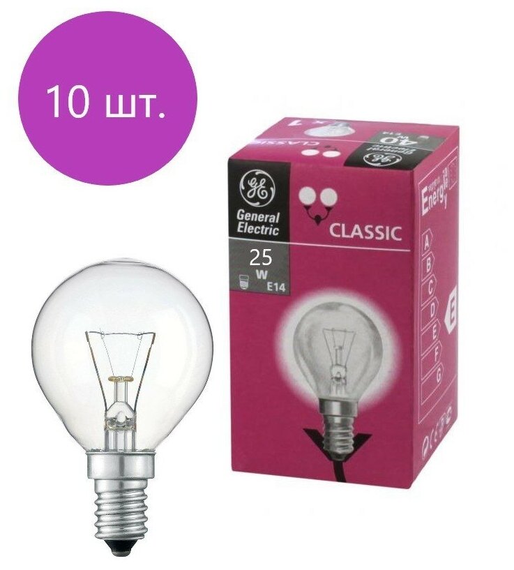 Лампы накаливания General Electric Classic P FR E14 25W шарик матовый