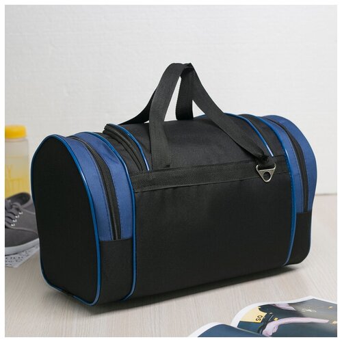 фото Сумка спортивная на молнии, длинный ремень, цвет чёрный-синий sacvoyage