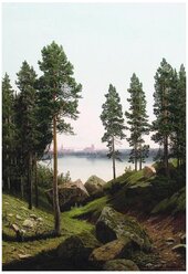 Репродукция на холсте Пейзаж с озером (Landscape with a lake) №1 Мещерский Арсений 40см. x 58см.