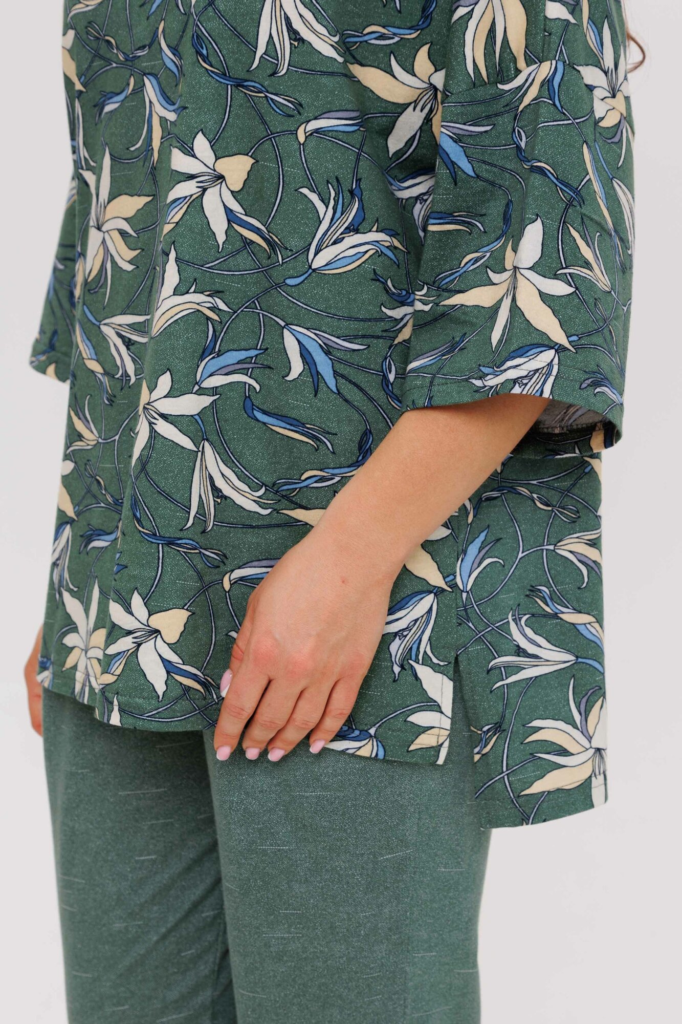 Костюм домашний с брюками Modellini 1798 зеленый, размер 50 - фотография № 7