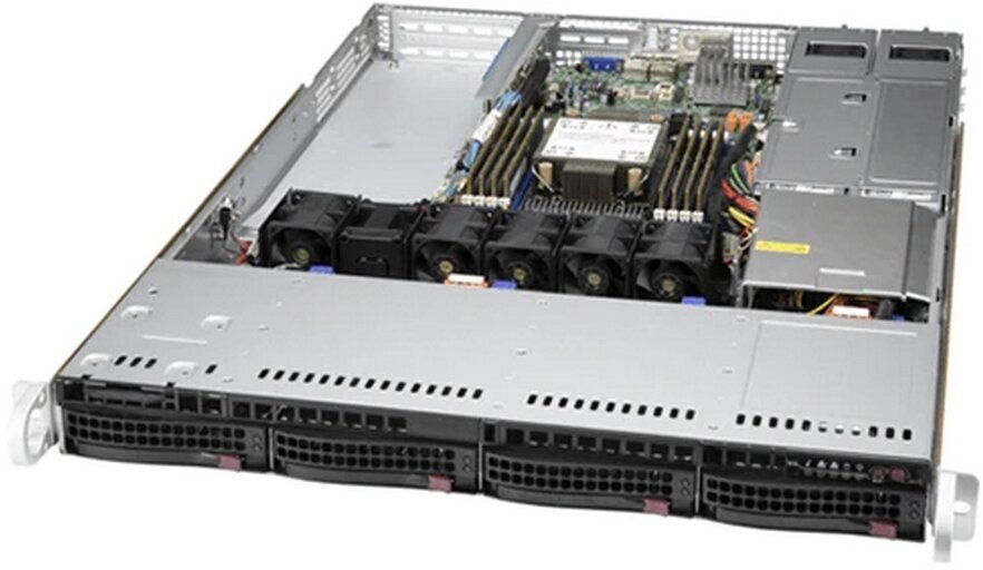 NEW Supermicro SuperServer 1U 510P-WTR no CPU(1)Scalable/TDP 270W/ no DIMM(8)/SATARAID HDD(4)LFF/2x10GbE/2xFHHL1xLP M2/500W