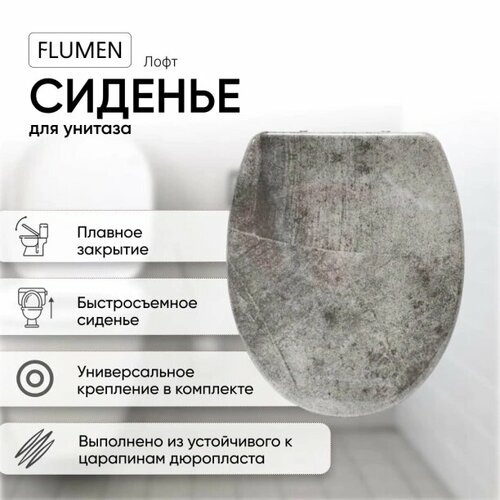 Сиденье для унитаза FLUMEN Лофт быстросъемное с микролифтом 5489₽