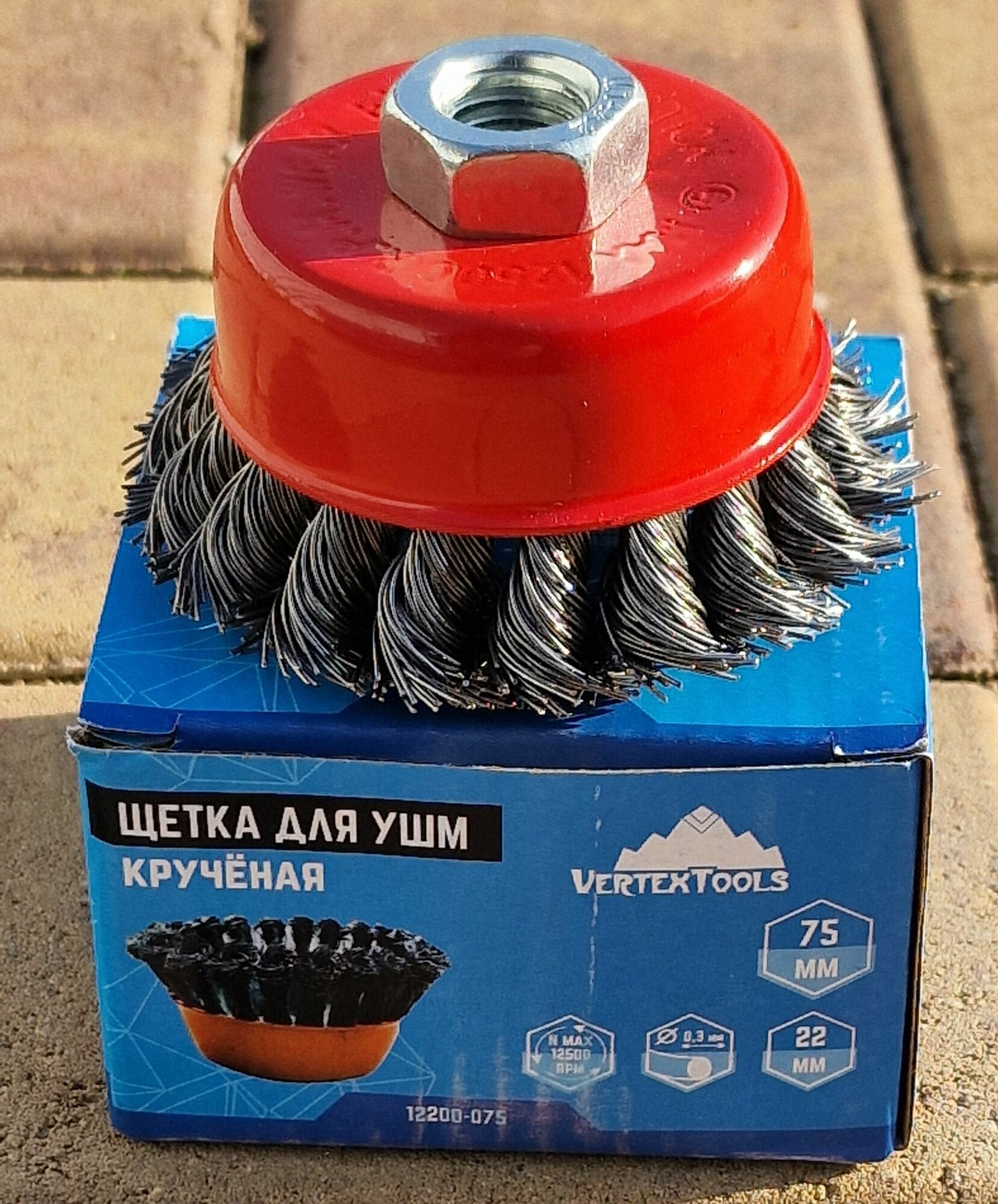 фото Щетка-чашка (75 мм; М14; крученая проволока) для УШМ vertextools 12200-075