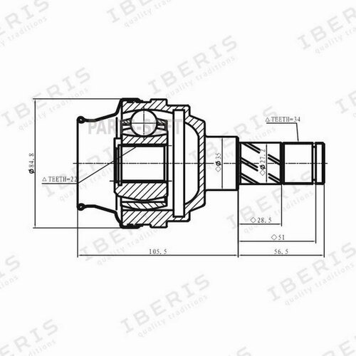 IBERIS IB6011 ШРУС внутр (размер 22Х35Х34) CHEVROLET LANOS, DAEWOO NEXIA