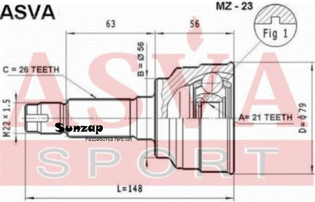 ASVA MZ-23 ШРУС наружный 21x56x26