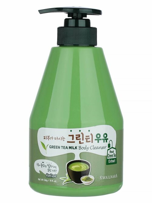 Гель для душа с ароматом Зеленого Чая Welcos Kwailnara Green Tea Milk Body Cleanser 560 мл