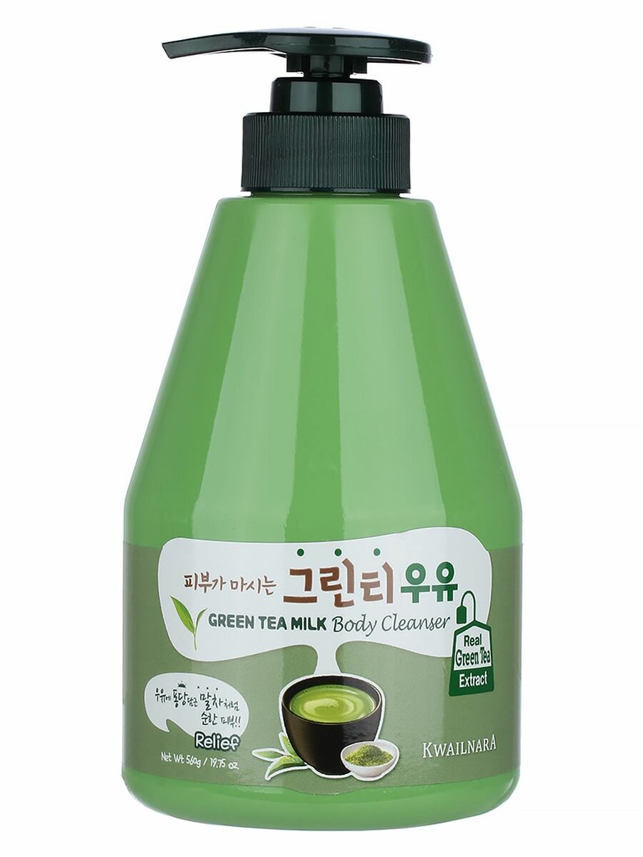 Гель для душа с ароматом Зеленого Чая Welcos Kwailnara Green Tea Milk Body Cleanser 560 мл