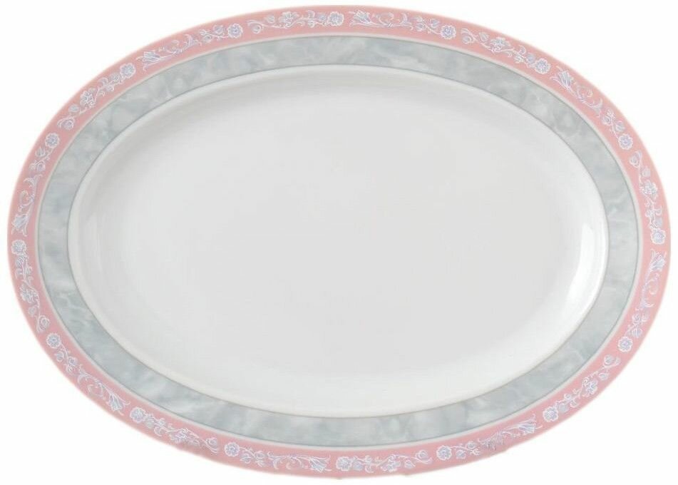 Блюдо овальное Jana декор Серый мрамор с розовым кантом Размер: 24 см