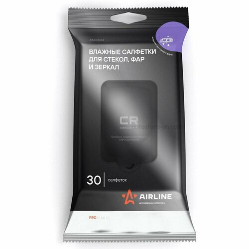 AIRLINE ANMS04 Салфетки влажные для стекол фар и зеркал PRO 30 шт AIRLINE ANMS04 805₽