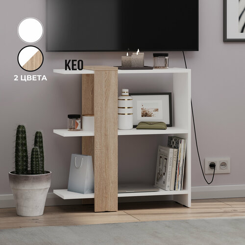 Тумба под телевизор с полками в гостиную спальню СТЖ-200 белый сонома 2790₽