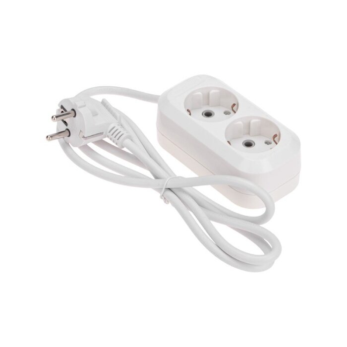 фото Удлинитель PROconnect 2 гнезда, с заземлением, 3х0,75мм², белый (1,5м)