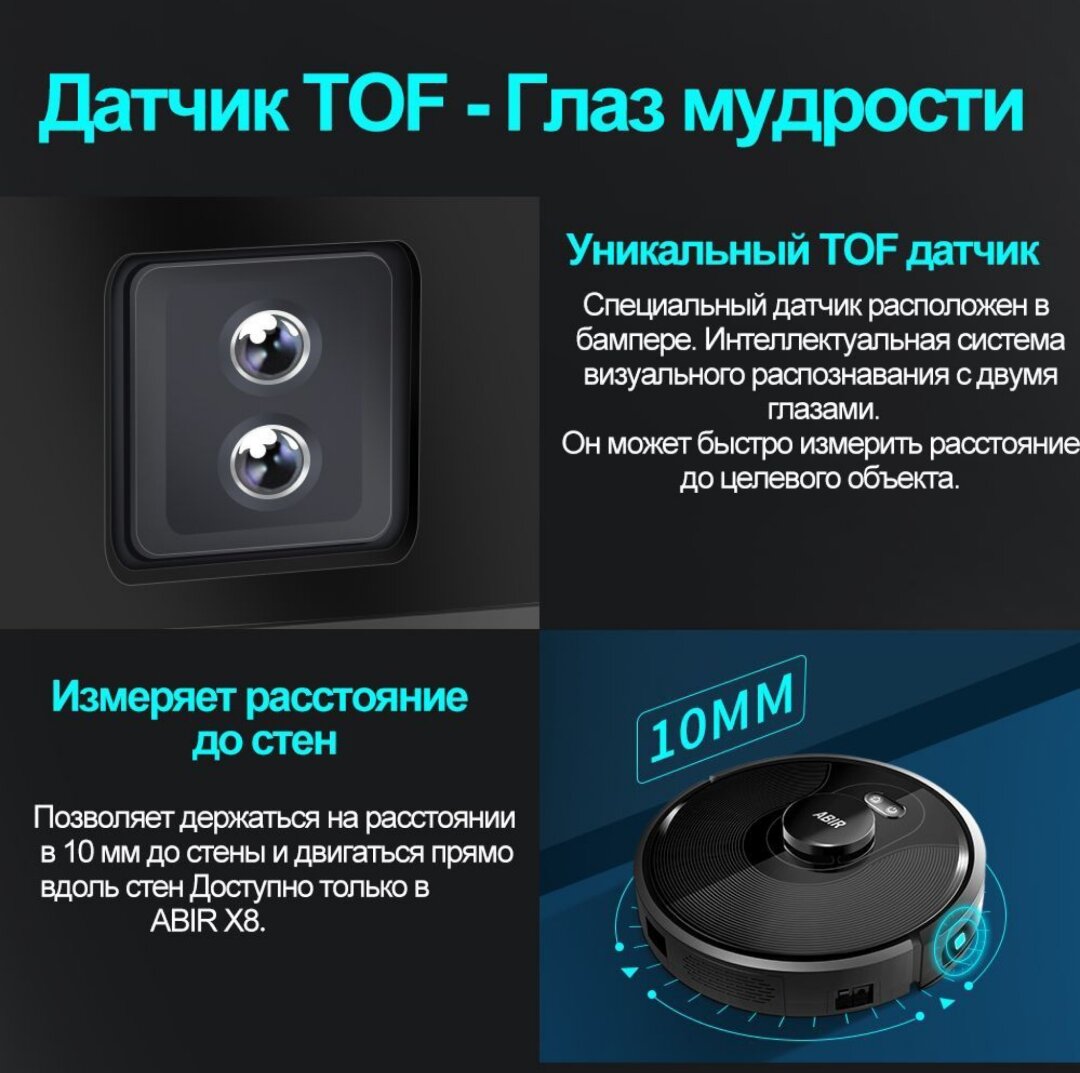 Робот-пылесос ABIR X8 с двойной лазерной системой и датчиком TOF — фото 1