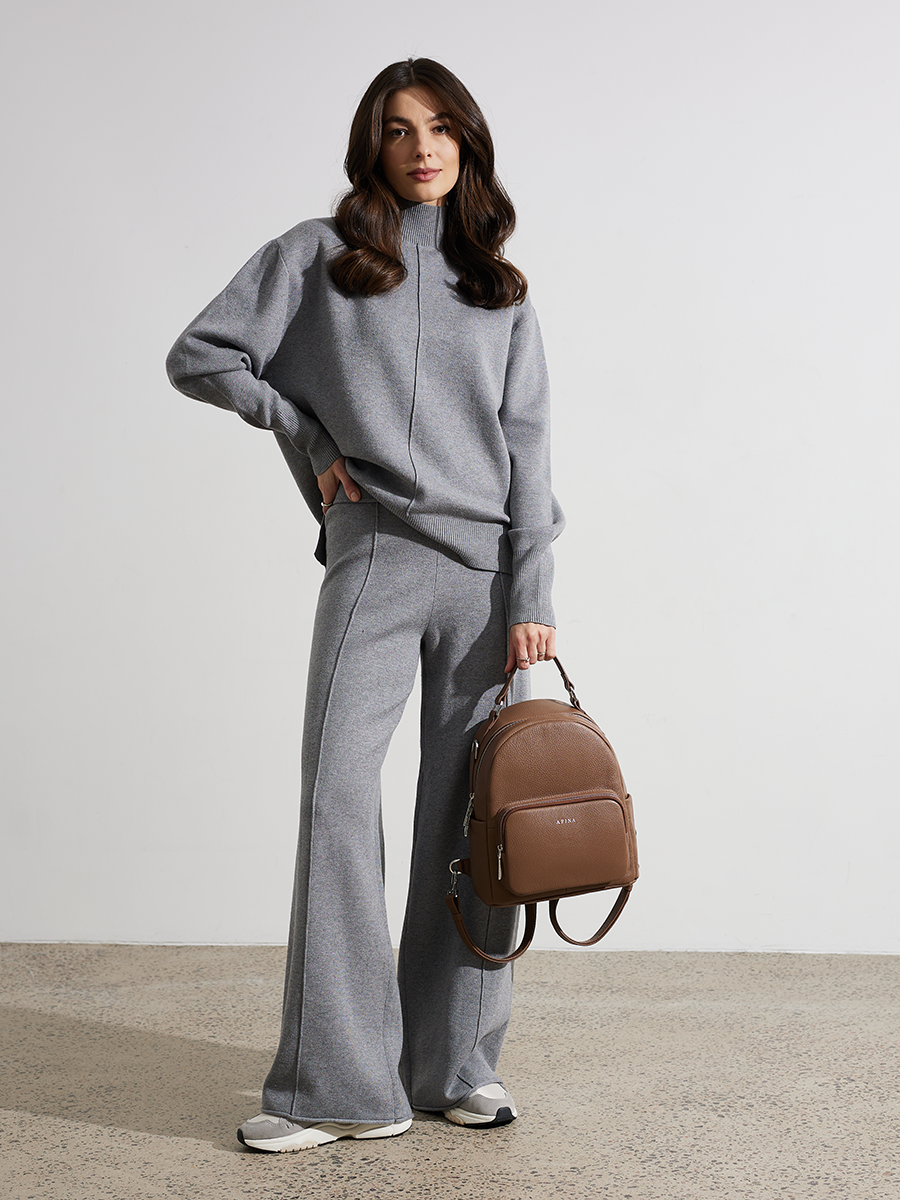 Сумка-рюкзак Afina, фактура зернистая, Корица — фото 1