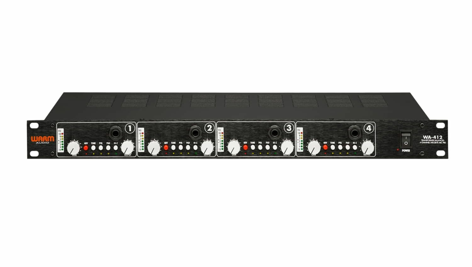 Warm Audio WA-412 4-канальный дискретный микрофонный предусилитель/инструментальный DI, усиление 65дБ, трансформатор Altran, инс - фото №4