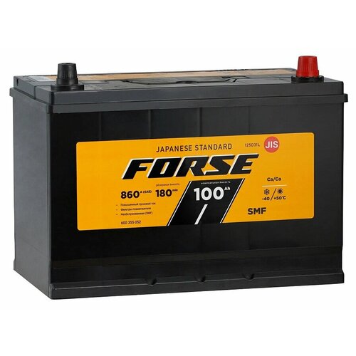 Аккумулятор автомобильный FORSE Asia 125D31L 100 А/ч 860 А обр. пол. Азия авто (306x173x225) с бортиком
