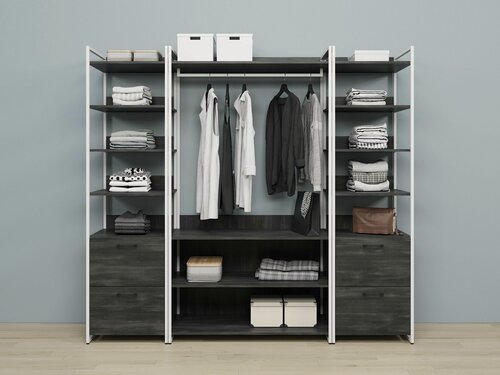 Изображение товара Гардеробная система Урбан Лофт 04 с ящиками Белый/Северное дерево темное