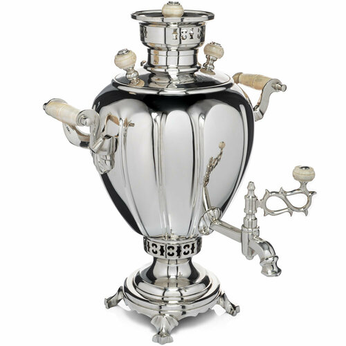 Самовар антикварный на дровах 3 литра формы Яйцо гранное И Ф Капырзина серебристый 125811₽