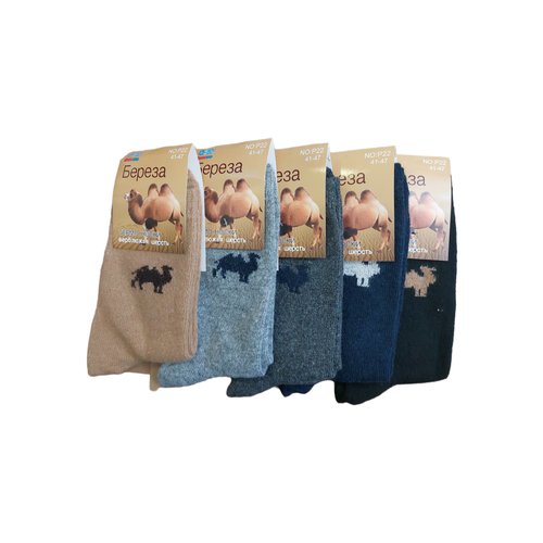 Носки Береза, 5 пар, размер 41-47, бежевый, черный, серый, синий