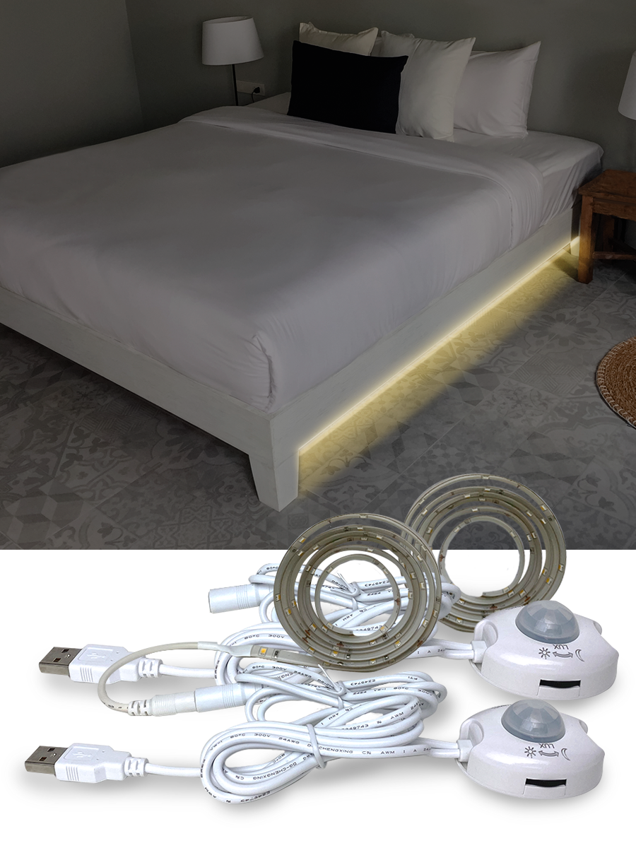 Светодиодная лента для подсветки двуспальной кровати 2x1 USB Гелеос - фото №1