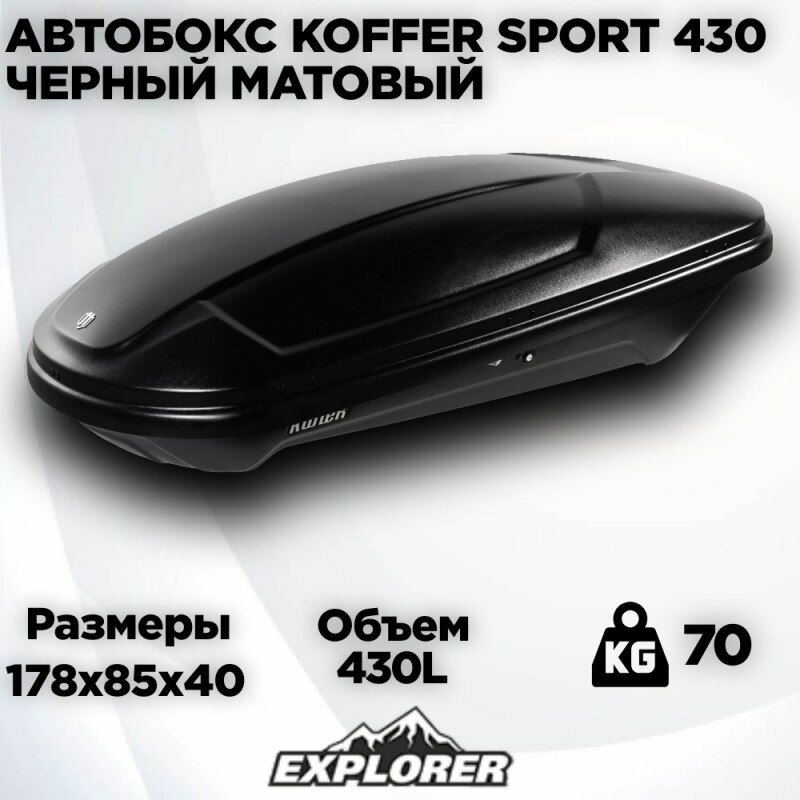 Автомобильный бокс (багажник на крышу) Koffer Sport 1860х850х400 черный матовый (duo open) 430л