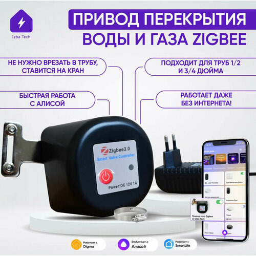 Электропривод крана Актуатор Zigbee 3нужен хаб или Яндекс c алисойстанция с Zigbee 2700₽