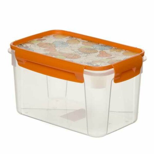 Контейнер для продуктов LOCK&OK с декором 1,5л (Оранжевый)