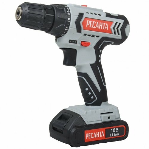 Дрель-шуруповерт аккумуляторная 18 В 1400 обмин 2 аккуммулятора 2 Ач РЕСАНТА 671107 1 11392₽