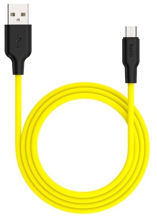 Кабель Hoco X21 Plus USB - MicroUSB, 1 м, черный/желтый