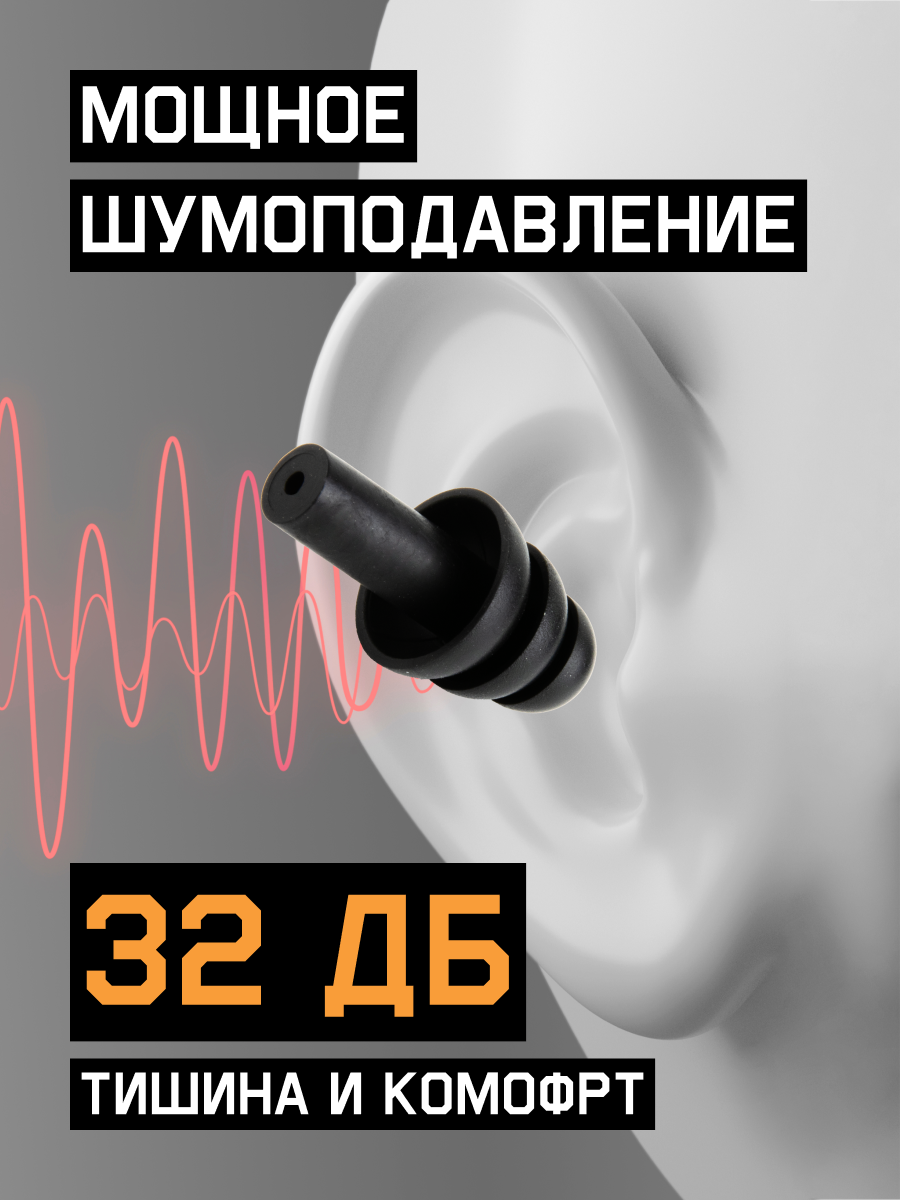 Беруши Беруши JETA SAFETY JEM-732 ROCK, многоразовые, шумоподавление до 32 дБ, 3 пары, черные