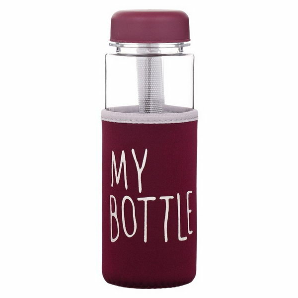 Бутылка для воды, 500 мл, My bottle, 19.5 x 6 см, чехол в комплекте, бордовая