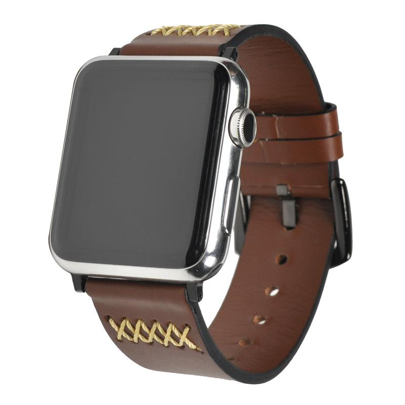 Ремешок кожаный для Apple Watch под Hermes Series Genuine Leather42mm/44mm/45mm/49mm светло-коричневый