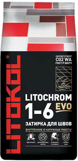 Затирочная Смесь Litokol Litochrom 1-6 Evo 2кг LE.145 Черный Уголь Цементная для Затирки Швов Плитки от 1 до 6 мм / Литокол Литохром Эво.