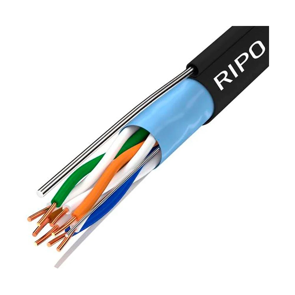 Ripo Витая пара ftp4cat5e 24awg cu (outdoor) с одножильным тросом, черный, (25м) 001-122025-25