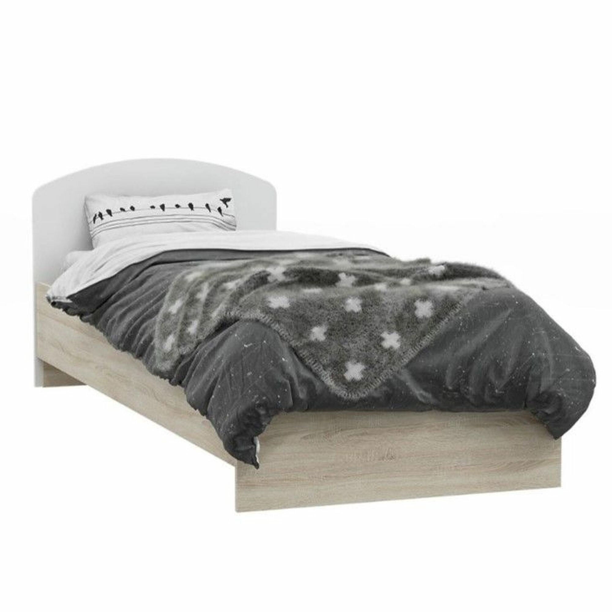 Кровать детская Миф Мартина 80*200 см, дуб сонома / белый глянец