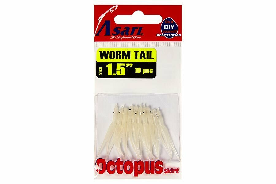 Asari Октопус Worm Tail 1.5" #07-Luminos, 10 шт/уп