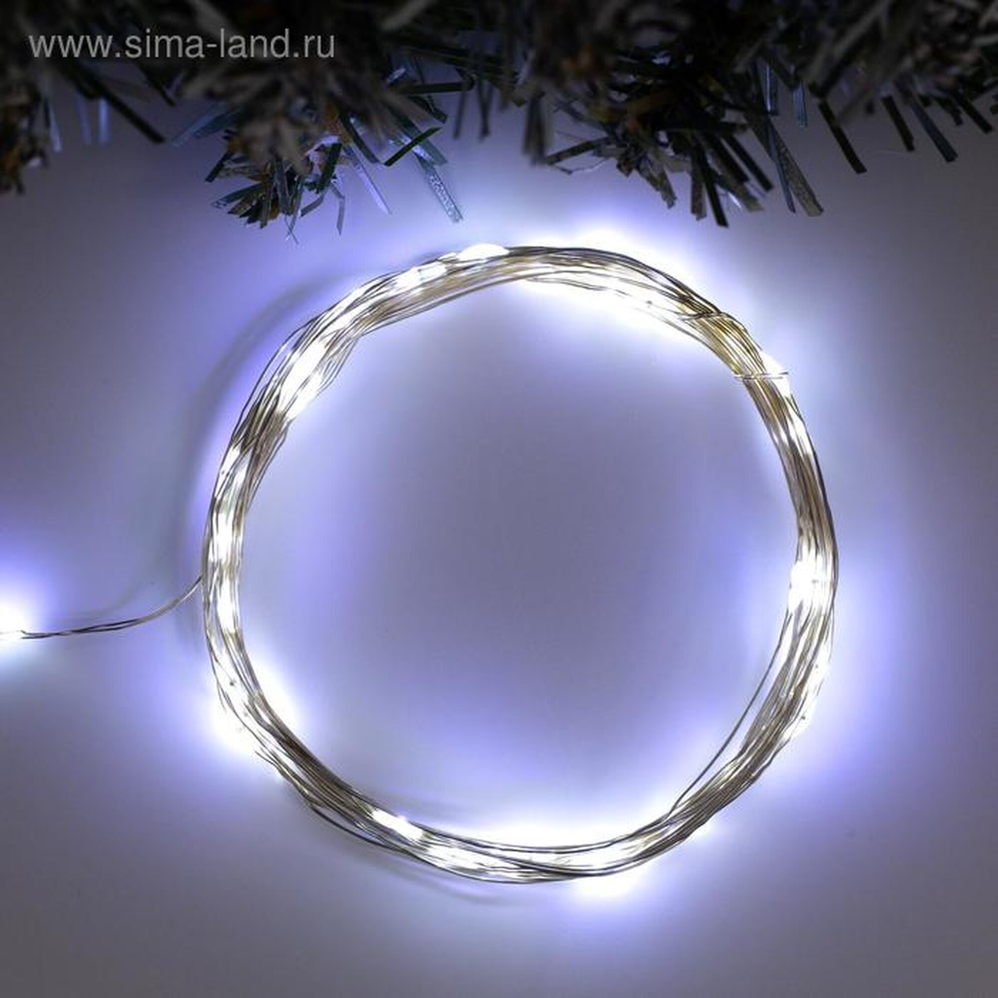 Гирлянда «Нить» 5 м роса IP20 серебристая нить 50 LED свечение белое USB