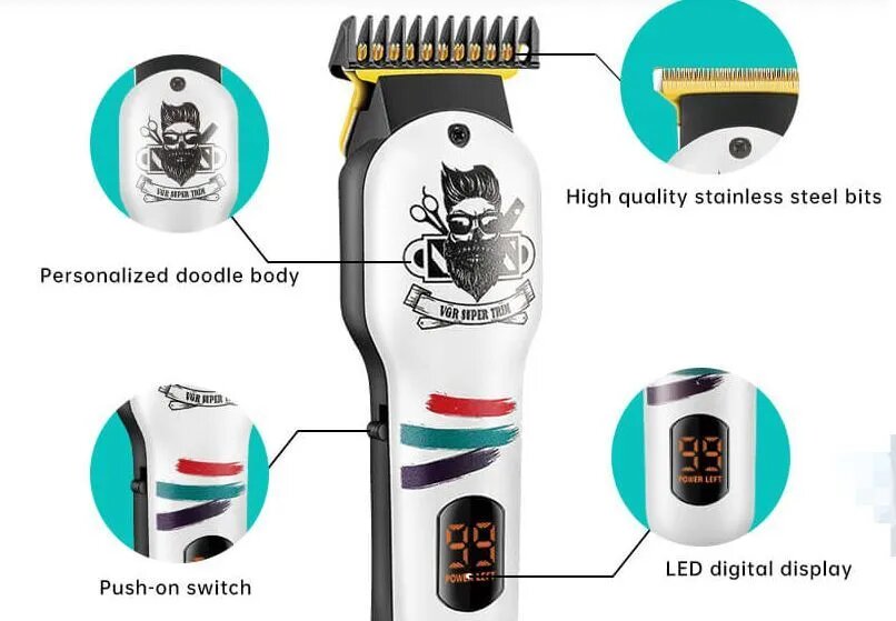 Электробритва VRG , для бороды, усов, волос, нержавеющая сталь — фото 1