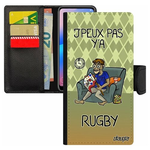 фото Чехол-книжка на мобильный galaxy s7 edge, "не могу - смотрю регби!" юмор карикатура utaupia
