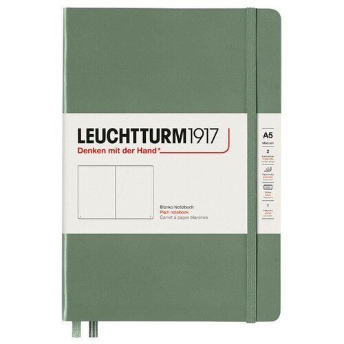 Записная книжка Leuchtturm, A5, в линейку 251 страница, оливковая, твердая обложка