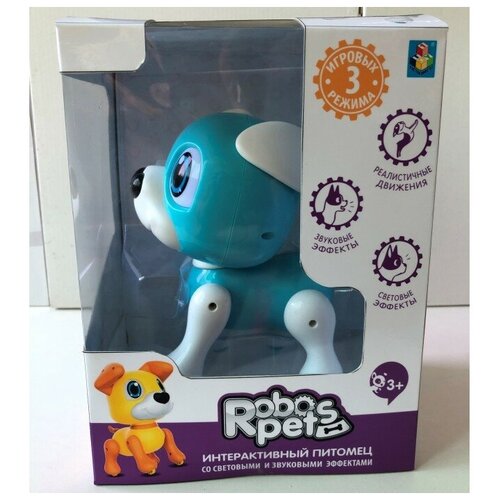 Робо-щенок Пудель Белый/Голубой интерактивная игрушка 1toy робо щенок фиолетовый