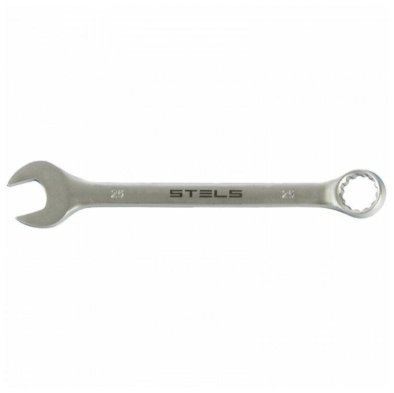 Ключ рожково-накидной, CrV, матовый хром, 25 мм STELS 15227