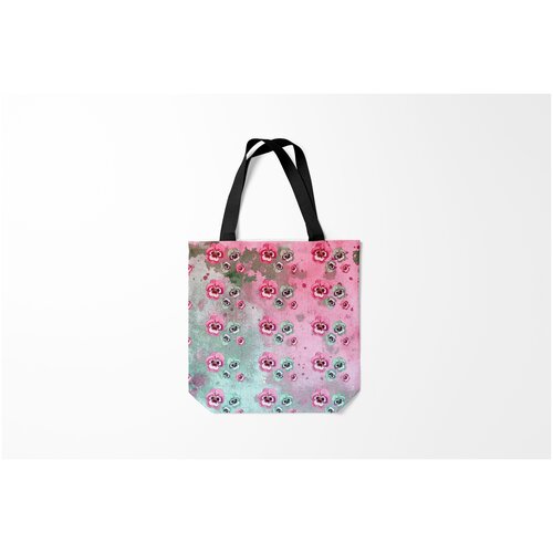 фото Сумка-шоппер / 40х40 см / девушкам / цветочки и бабочки акварельный камуфляж с цветами burnettie